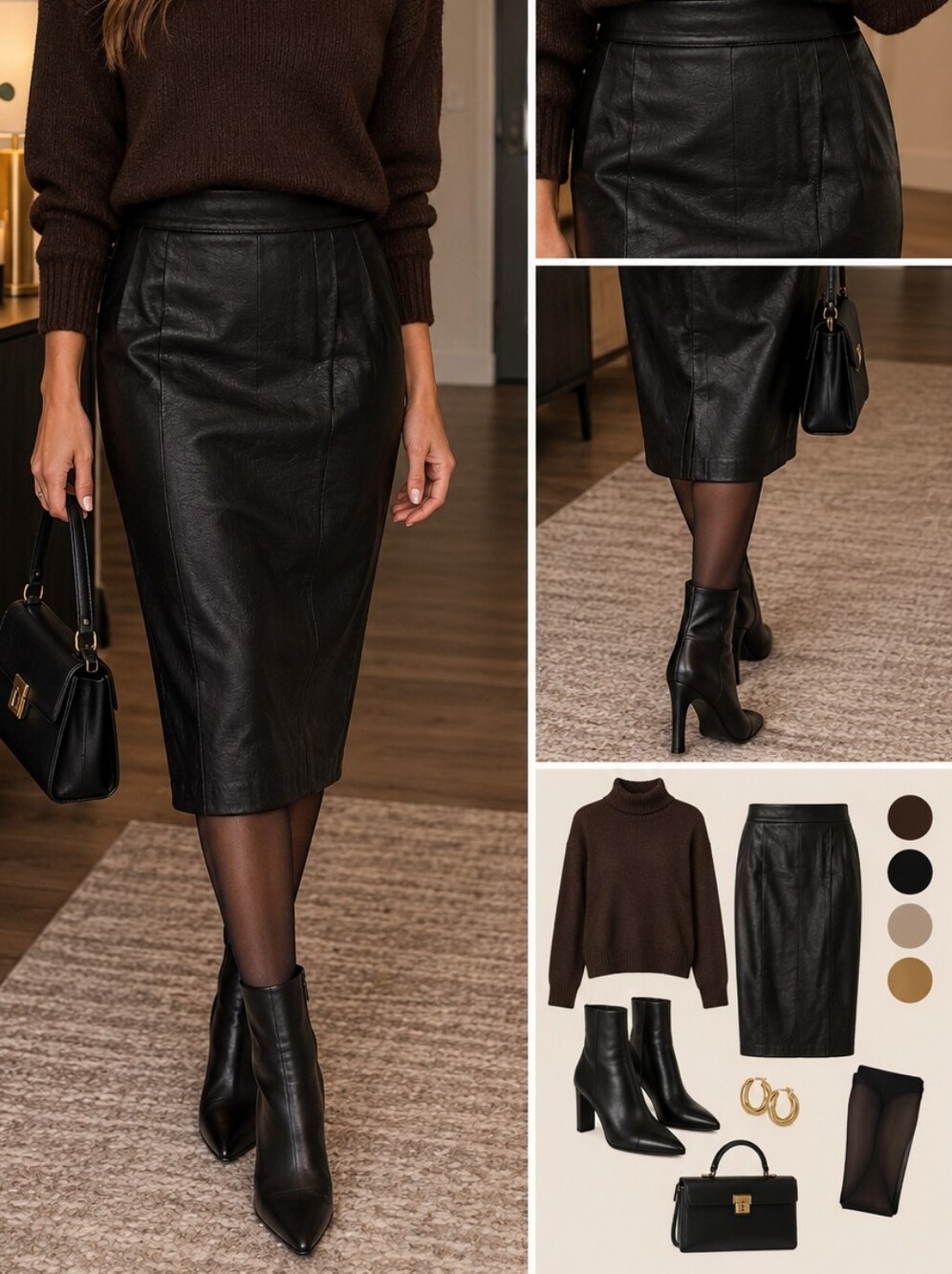 Like New Pleather Pencil Skirt W. Back Zipper